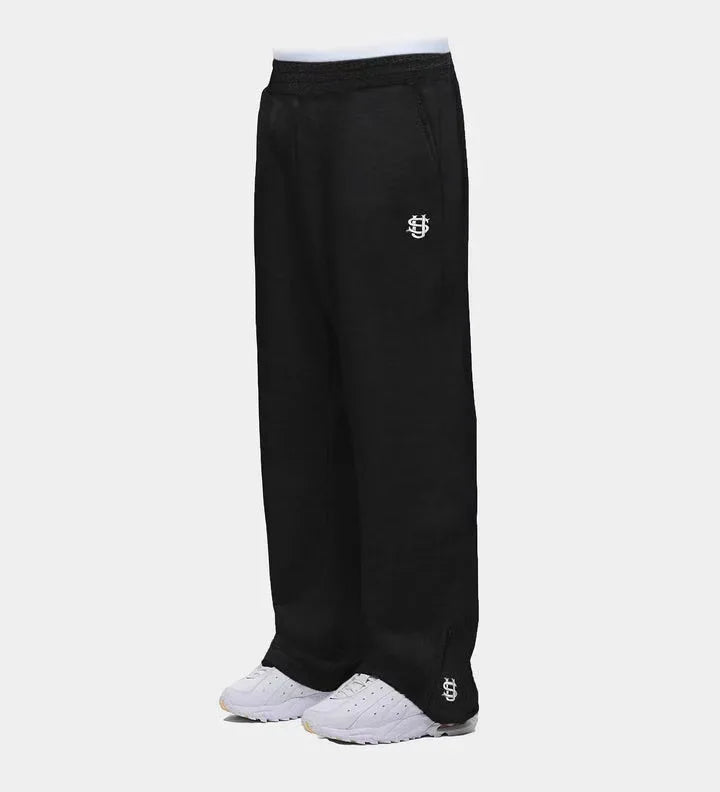 Y2K Loose Fit Sweatpants with Embroidered Labels, Wide Leg Open Leg Pants, Fashionable Straight Leg Pants with Pocket for Couples, Men's Hoodie