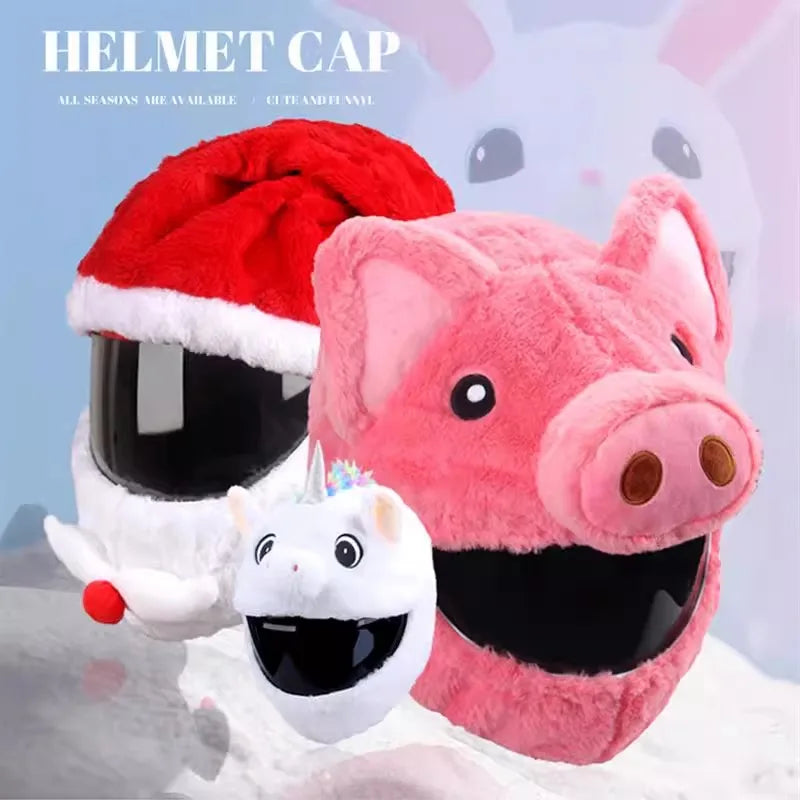 Cubierta protectora para casco, conjunto de felpa esponjosa de dibujos animados para motocicleta, funda protectora de cara completa, especial de seguridad para motocicleta - CR mark