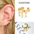Pendientes chapados en oro de 24K para mujer, aretes con Clip de piedra de circón de cristal, joyería de lujo en forma de C, bisutería, 1 ud. - CR mark