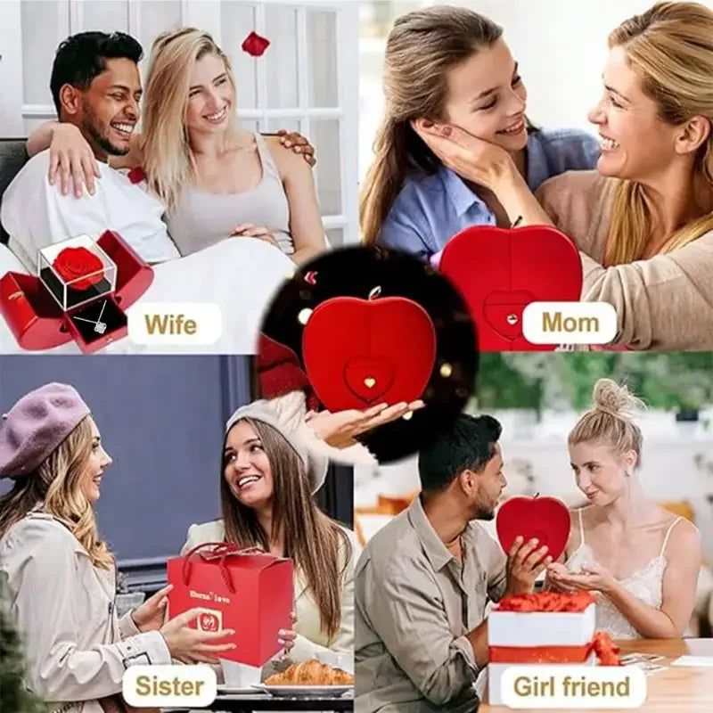 Caja de joyería de rosas de lujo, superventas, Día de San Valentín, Día de la madre, flor eterna, caja de regalo de flores artificiales, 1 Uds.