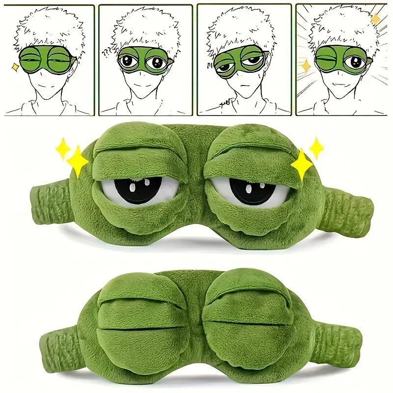 3D Frog Sleeping Mask, Natural Sleep Sunshade, for Women and Men, Creative Cartoon Design, Soft, Portable Eye Mask, Eye Patch for Travel and Office