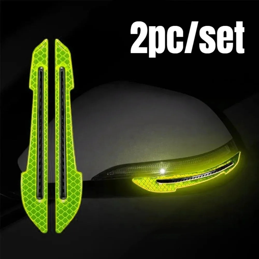 2pcs/set Car Rearview Mirror Reflective Sticker Safety Warning Reflective Sticker Car Rearview Mirror Decorative Strip