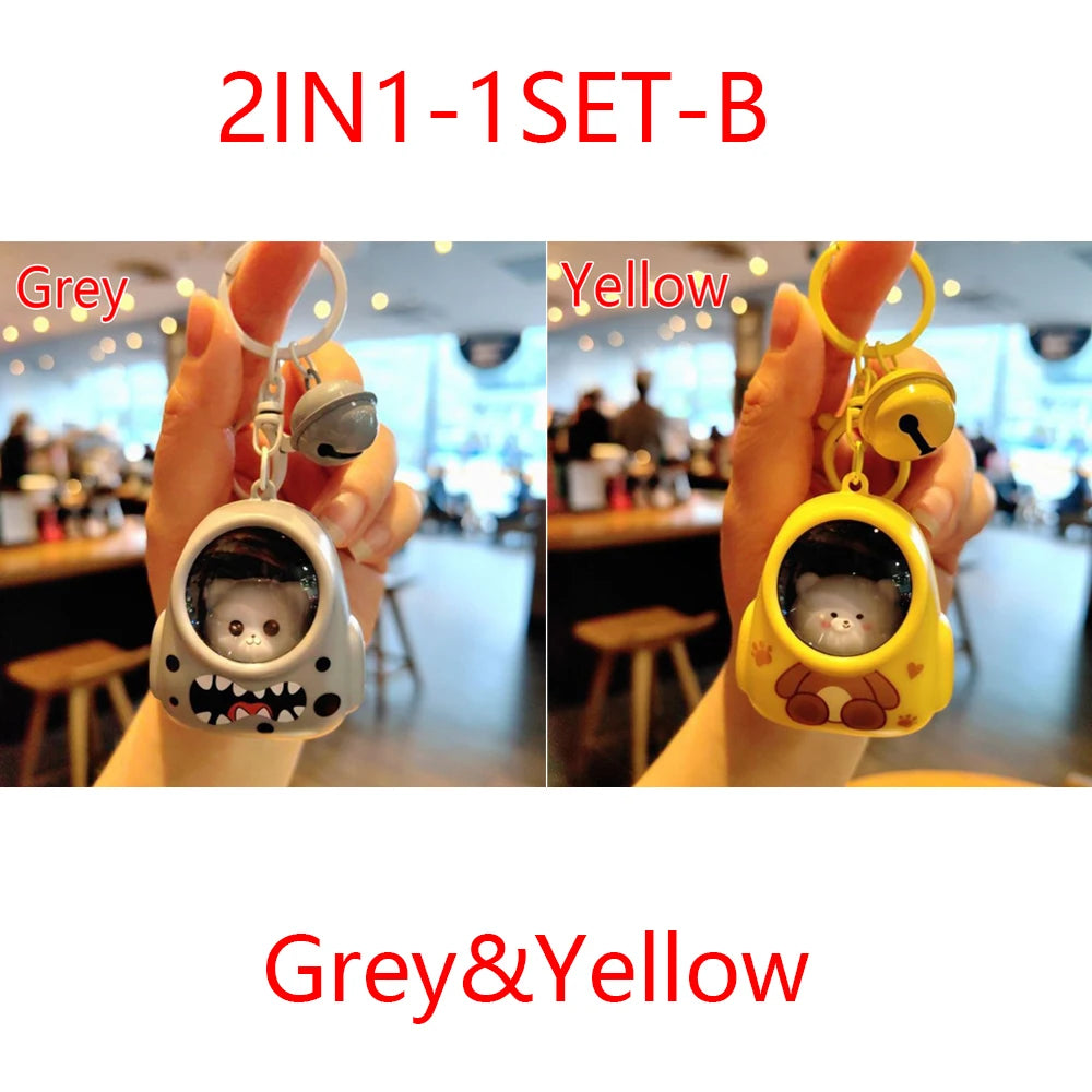 Cute Glowing Bear Keychain, Light Up Cat Night Light, Starry Sky Backpack Keychain, Lovely Handbag Keychain for Mobile Phone, Pendant Gifts