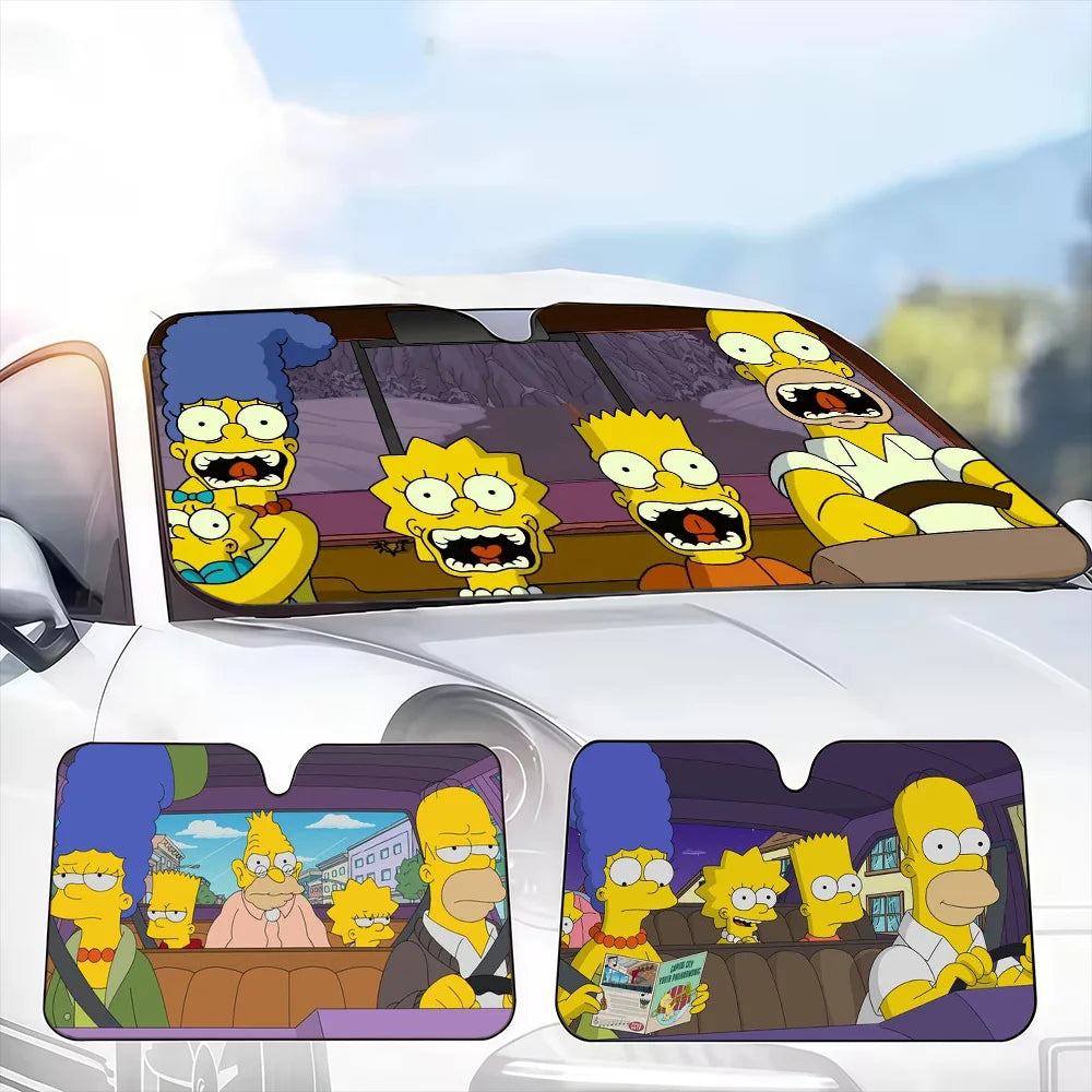 Fun Cool S-Simpsons Car Sunshade Windshield Anti-UV Car Window Windshield Cover Auto Sun Visor