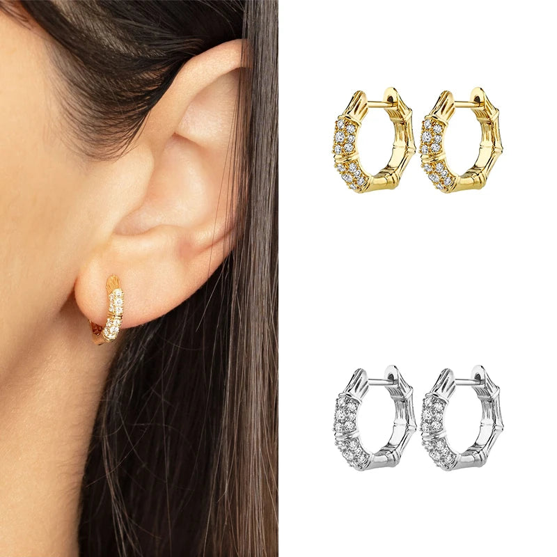 CRMYA-pendientes de aro de Color dorado y plateado para mujer, aretes con pasador, Piercing de circón, joyería personalizada al por mayor - CR mark