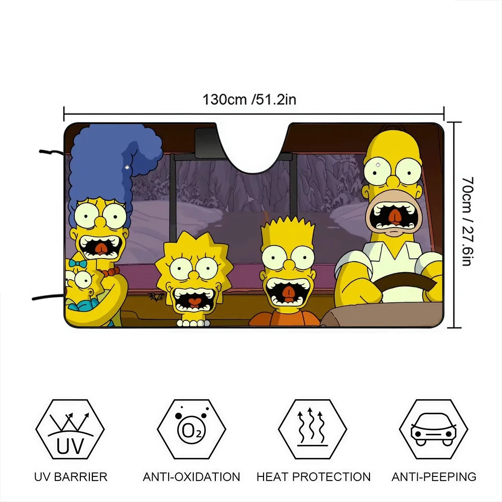 Fun Cool S-Simpsons Car Sunshade Windshield Anti-UV Car Window Windshield Cover Auto Sun Visor