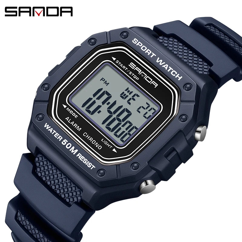 SANDA 2156 Men's Fashion Watch, Waterproof Military Sports Watches, Large Dial Army LED Digital Wristwatches, Men's Chronometers
