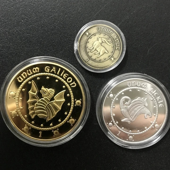 Harries Potters película Perímetro Gringotts moneda conmemorativa insignia oro elfo dinero bolsa oro Galleon regalos de cumpleaños coleccionables - CR mark