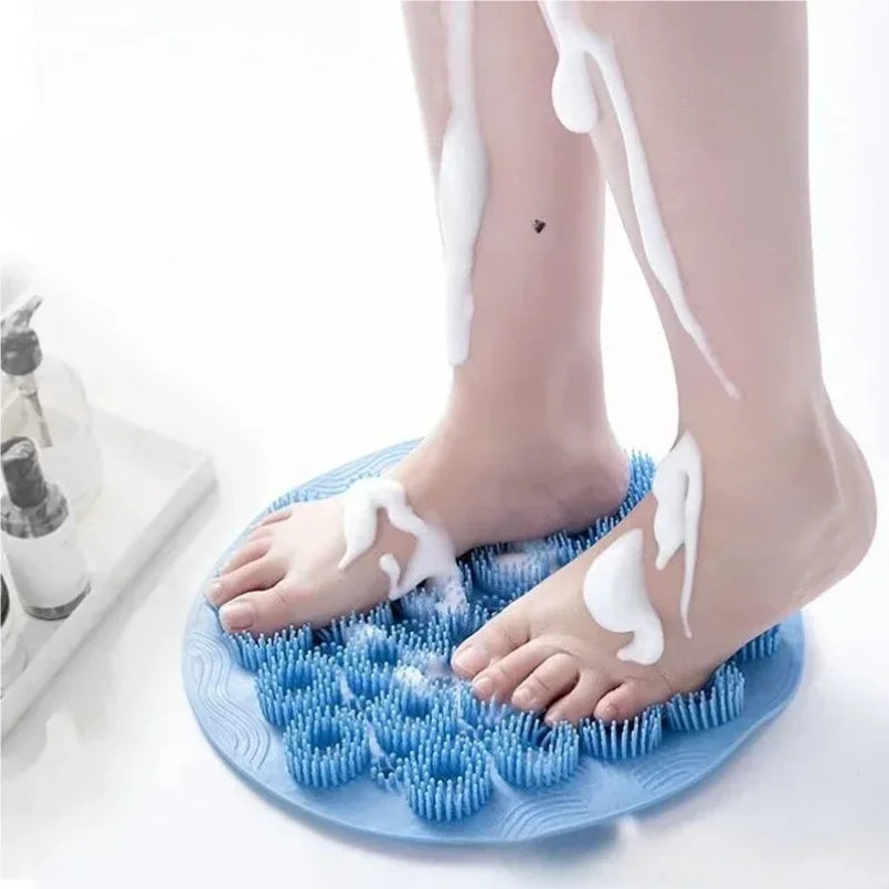 Exfoliating Shower Massage Scraper, Non-Slip Bath Mat for Bathroom, Back Massage Brush, Silicone Body Cleansing Bath Tool for Foot Washing