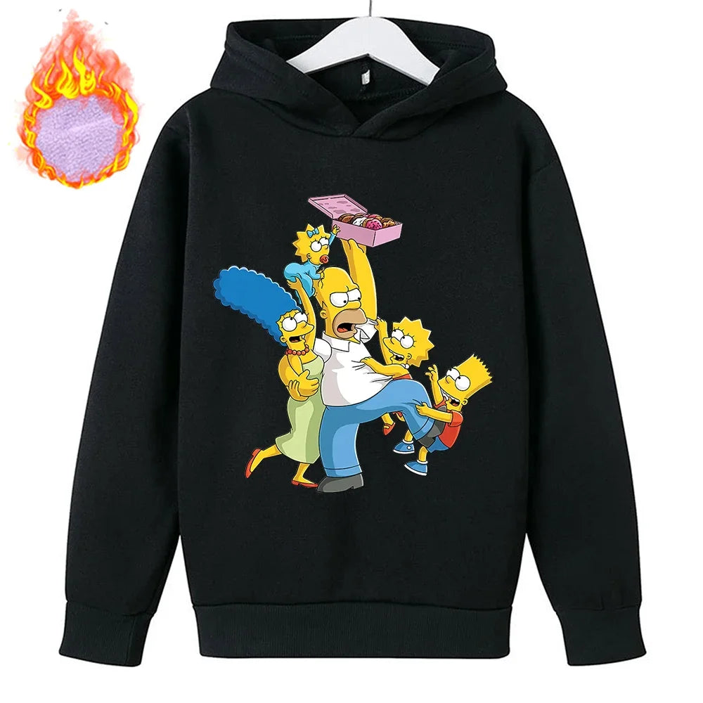 Sudaderas con capucha de Los Simpson para niños, sudadera de lana Y2k, Sudadera con capucha de felpa a la moda, ropa con patrón de Anime, regalo para niños