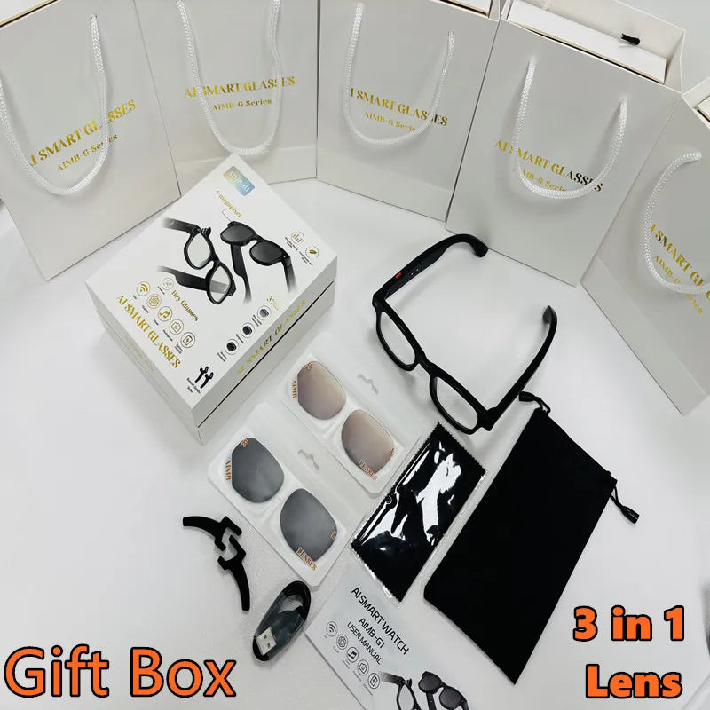 500W AI Smart Camera Sunglasses, 3-in-1 Lens, ChatGPT Translation, Voice Control, WiFi, Bluetooth, HD1080P, Smart Shooting Glasses