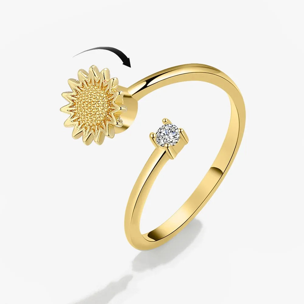 SMJEL Fidget Spinner anillo ansiedad para mujeres múltiples flores de cristal ojo mariposa Animal anillo giratorio Anti estrés joyería de boda - CR mark