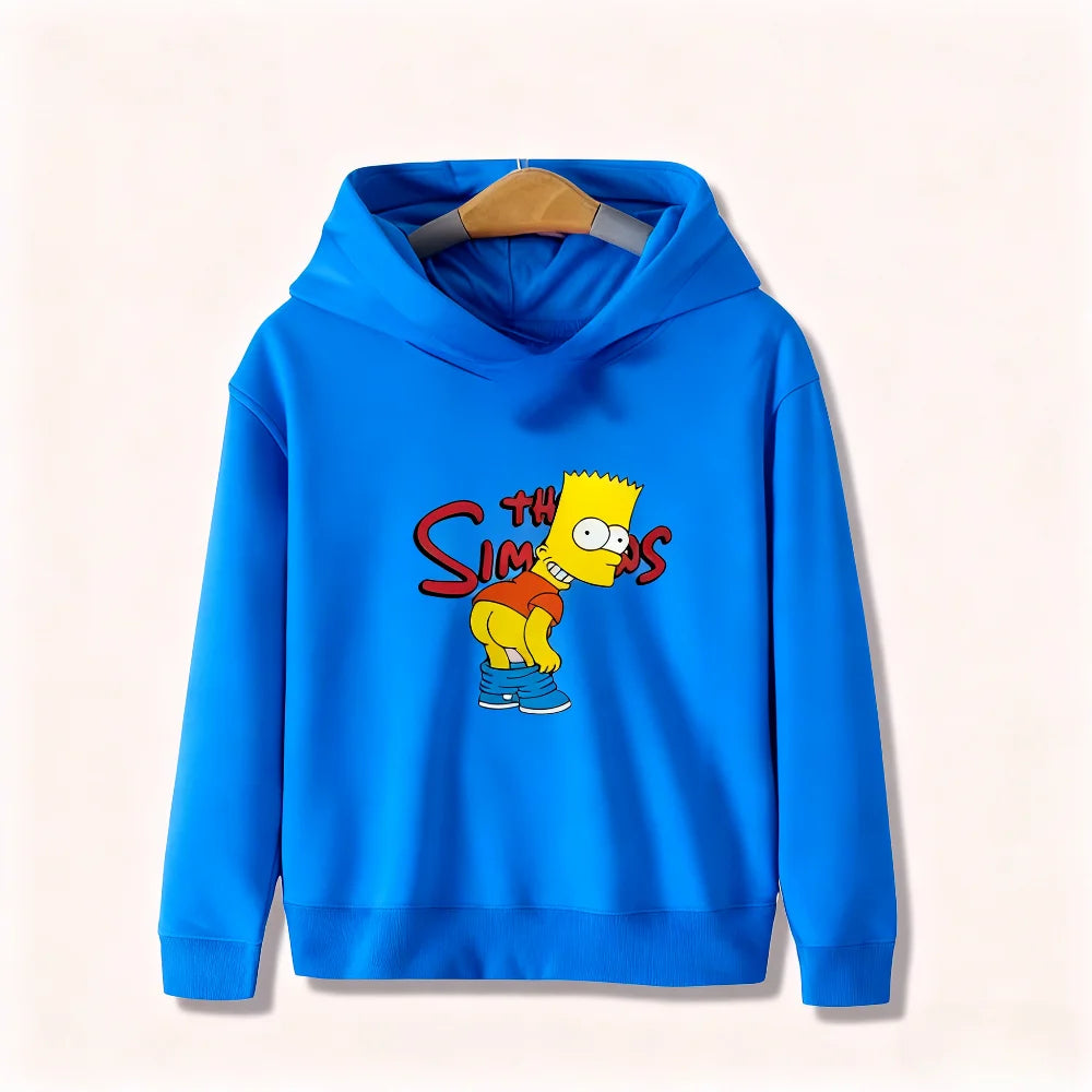 Ropa deportiva infantil de dibujos animados de Simpsons para hombres y mujeres, top cálido con capucha para niños a juego para otoño e invierno