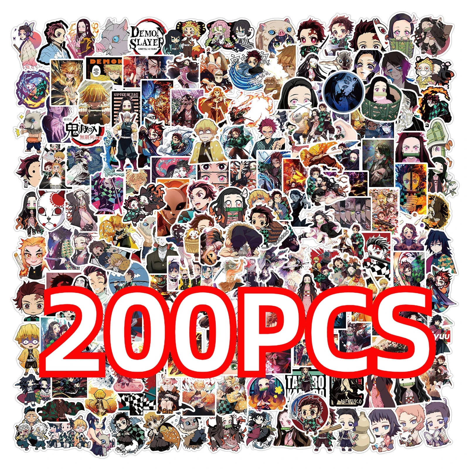 100/200 Pcs Anime Demon Slayer Cartoon Stickers for Suitcase, Laptop, Skateboard, Guitar, Phone - Cartoon Sticker, Gift Toys for Kids