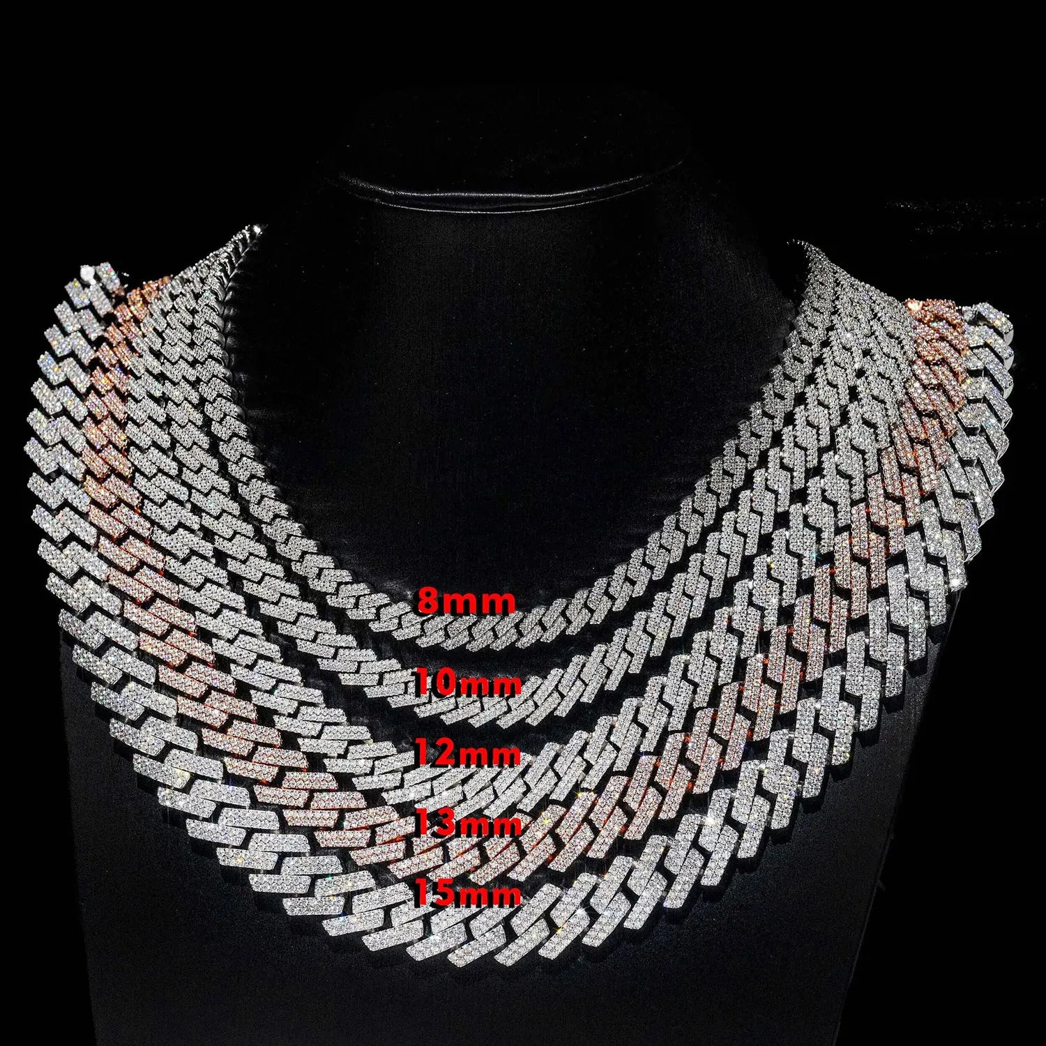 Envío Directo, collar de cadena de eslabones cubanos de Hip Hop, chapado en oro de 18k, 10/12/14/15/20mm, diamante helado CZ, regalo para él/la - CR mark