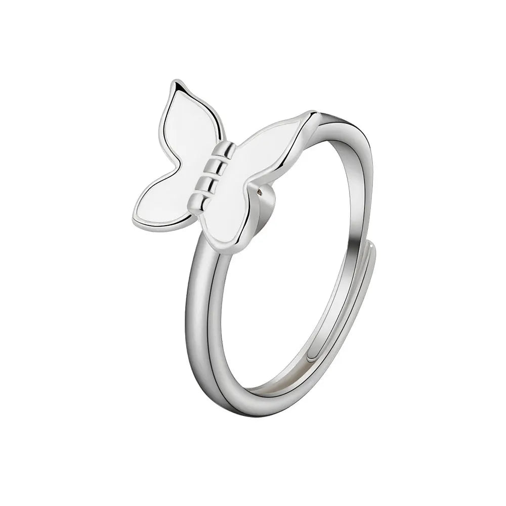 SMJEL Fidget Spinner anillo ansiedad para mujeres múltiples flores de cristal ojo mariposa Animal anillo giratorio Anti estrés joyería de boda - CR mark