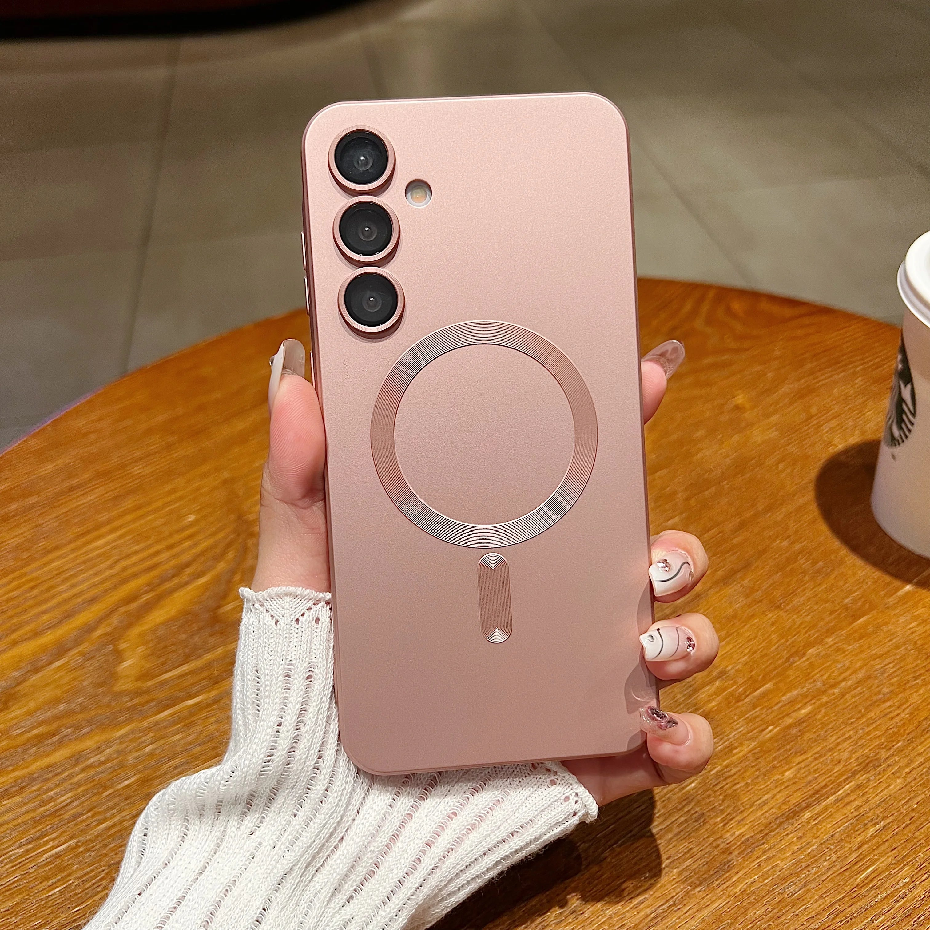 Matte Lens Protective Case for Magsafe Samsung Galaxy S24 S23 S22 S21 A05 A06 A16 A26 A36 A56 A15 A25 A35 A55 A14 A24 A34 A54