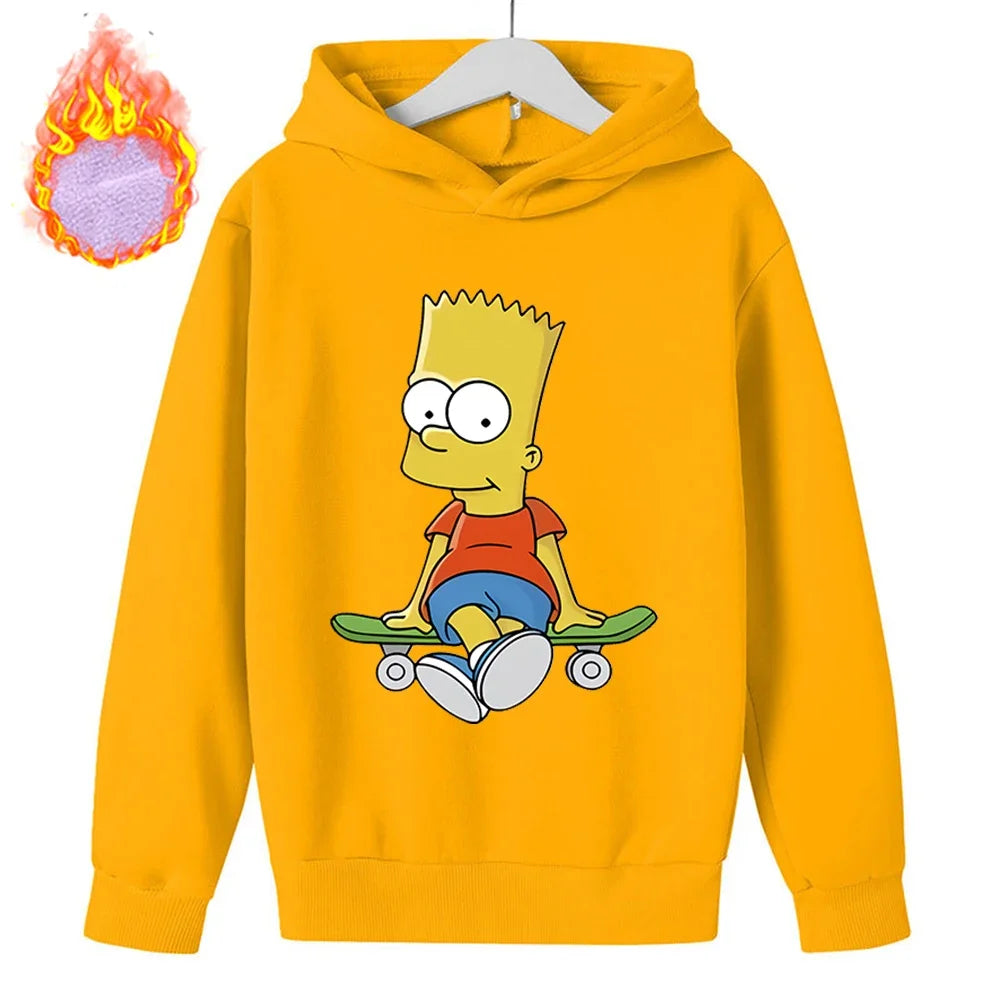 Sudaderas con capucha de Los Simpson para niños, sudadera de lana Y2k, Sudadera con capucha de felpa a la moda, ropa con patrón de Anime, regalo para niños