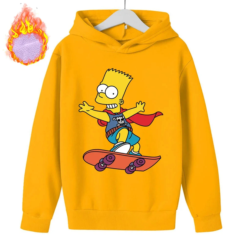 Sudaderas con capucha de Los Simpson para niños, sudadera de lana Y2k, Sudadera con capucha de felpa a la moda, ropa con patrón de Anime, regalo para niños