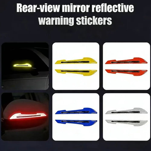 2 unids/set espejo retrovisor de coche pegatina reflectante advertencia de seguridad pegatina reflectante espejo retrovisor de coche tira decorativa - CR mark