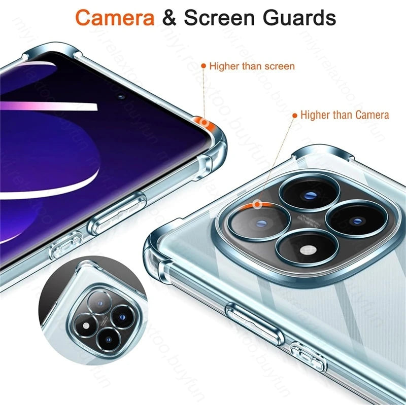 Note14Pro 4G Clear Crystal TPU Soft Back Cover for Redmi Note14 Note15 Pro Note 14 15 Pro + 5G Shockproof Clear Case