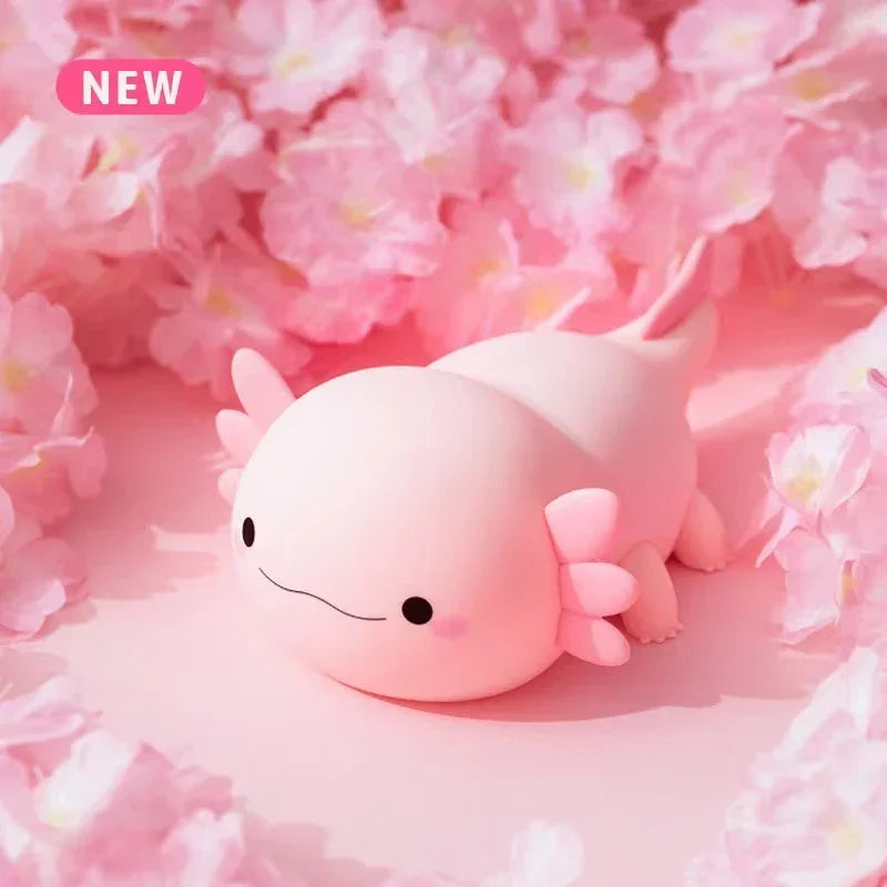 Bonita luz nocturna Axolotl, lámpara de silicona para dormir para guardería, luces nocturnas con Control táctil, lámpara de mesa recargable por USB para bebé y niño