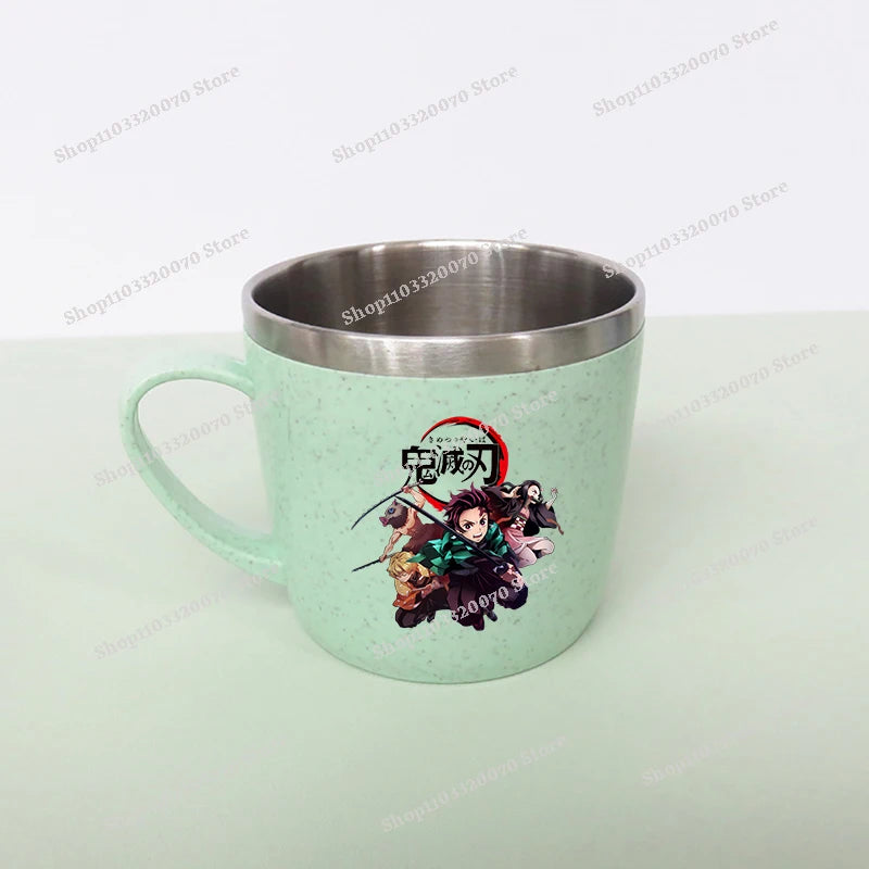 Taza de agua antiescaldado de doble capa Demon Slayer Kimetsu No Yaiba, taza de leche de acero inoxidable 304 de Anime, regalo de cristal de agua anticaída - CR mark