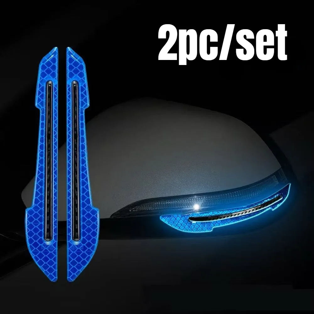 2pcs/set Car Rearview Mirror Reflective Sticker Safety Warning Reflective Sticker Car Rearview Mirror Decorative Strip
