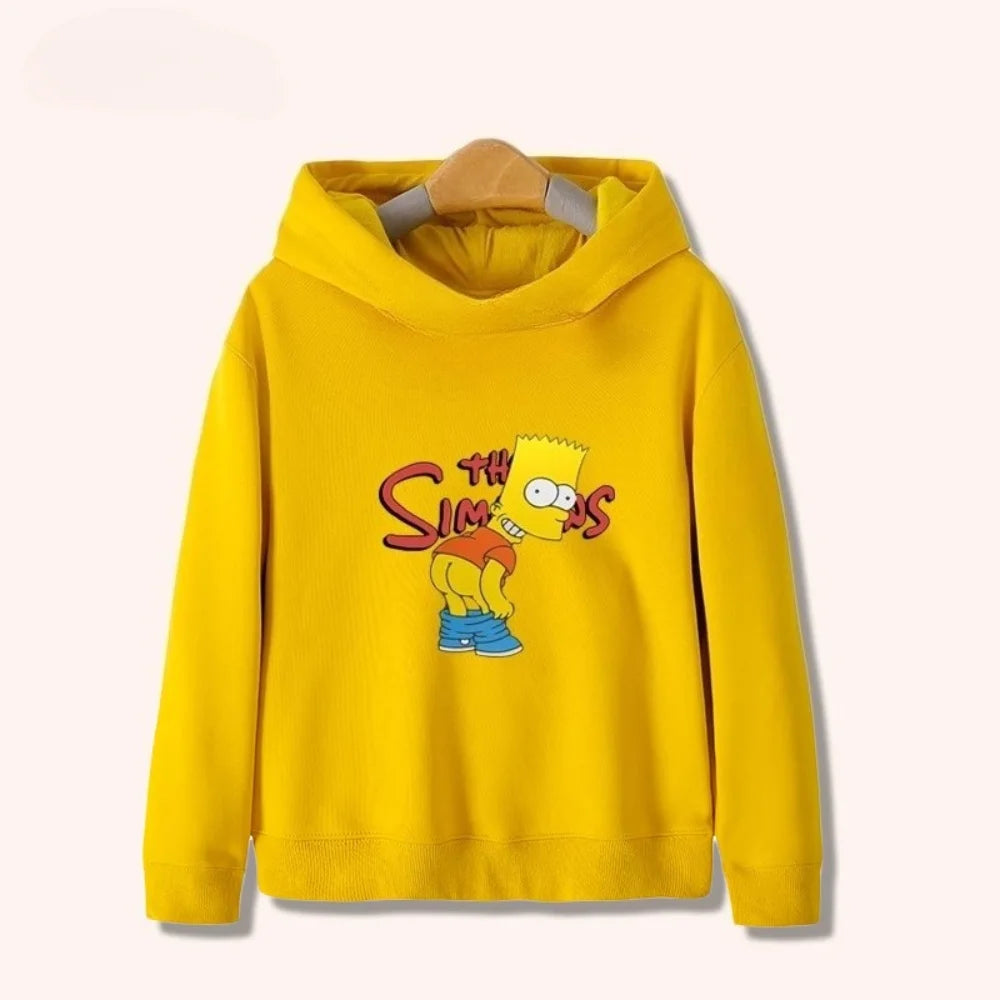 Ropa deportiva infantil de dibujos animados de Simpsons para hombres y mujeres, top cálido con capucha para niños a juego para otoño e invierno
