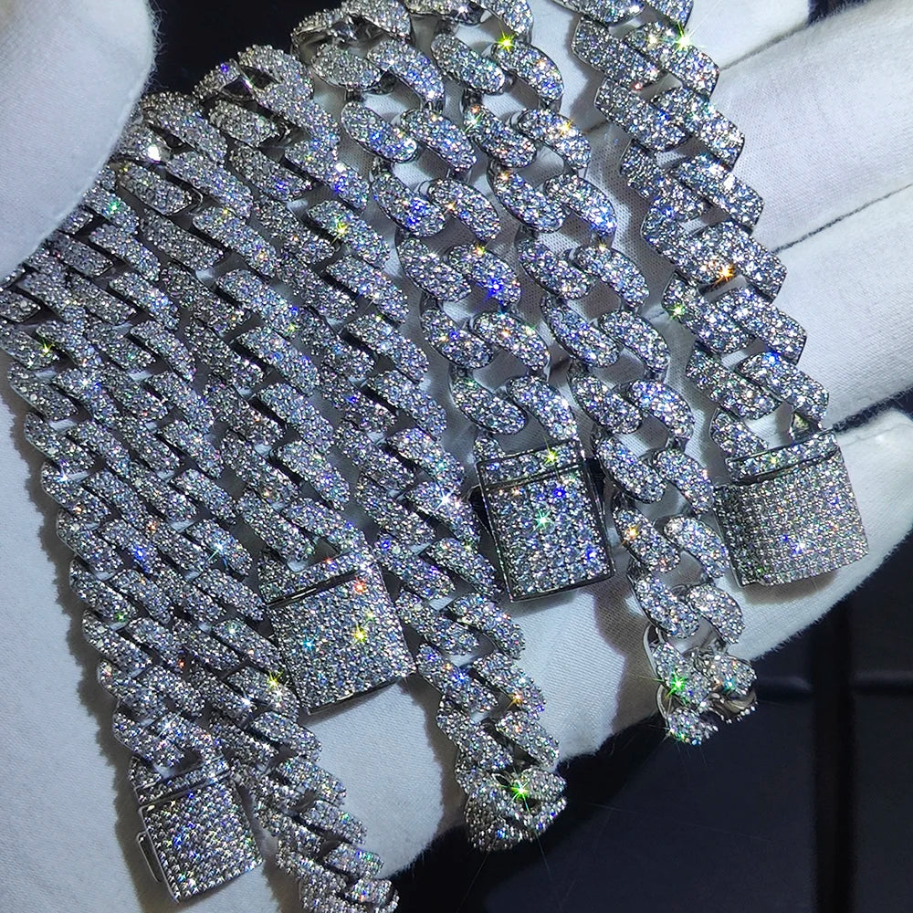 Envío Directo, collar de cadena de eslabones cubanos de Hip Hop, chapado en oro de 18k, 10/12/14/15/20mm, diamante helado CZ, regalo para él/la - CR mark