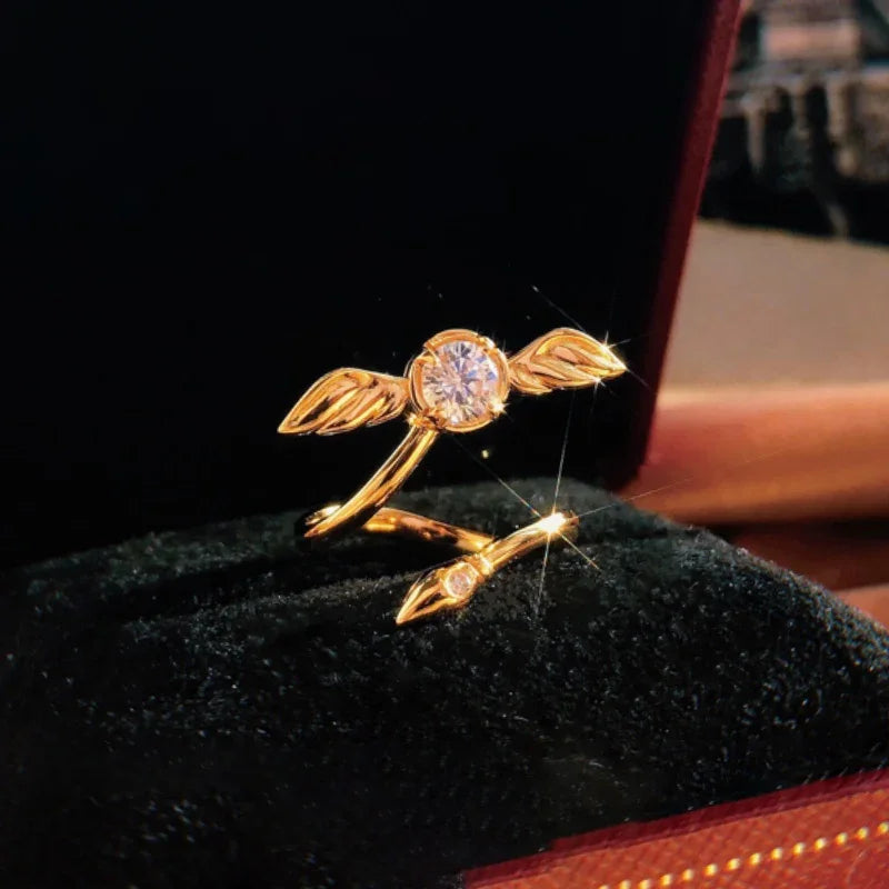 Plata de Ley 925 HP Cosplay Hary Potters bola de francotiro de oro anillo giratorio ajustable accesorios de joyería mujeres hombres regalos para parejas - CR mark