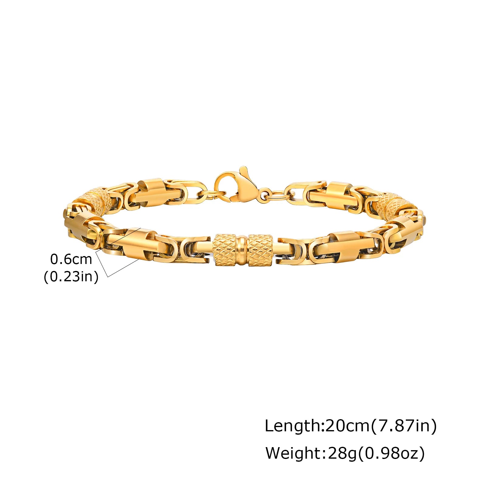 Gold Color Chain Bracelet for Men and Boys, Stainless Steel Chain Bangle, Jewelry Gift for Husband, Father, Son