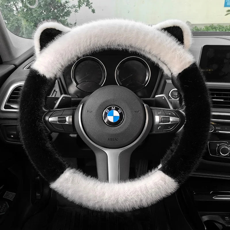 38cm Car Steering Wheel Protector, Cute Warm Plush Non-Slip Car Steering Wheel Cover, Interior Accessories Multicolor