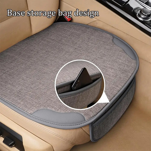 1 pc. Breathable Linen Car Seat Cover, Universal Four Season Front Protective Covers, Interior Protection, Chair Seat Cushion, Car Tools
