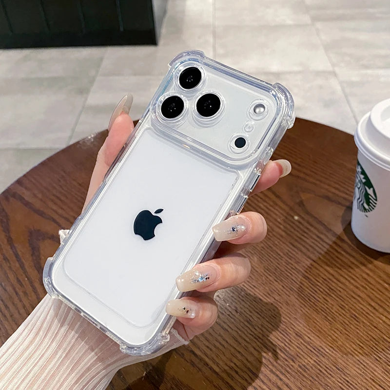 Luxury Shockproof Clear Phone Case for iPhone 17 16 15 14 13 12 11 Pro X XR XS Max Plus Air Soft Clear Bumper Case