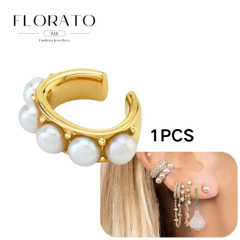 Chapado en oro de 24 quilates/925 plata cristal circón sin oreja Piercing Clips para las orejas minimalista CZ Clips para las orejas joyería de moda Popular para mujeres - CR mark