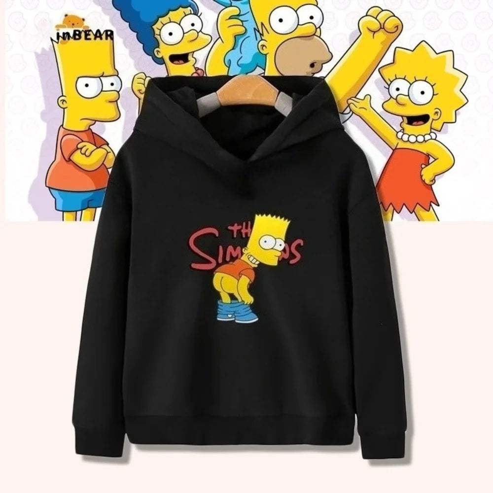 Ropa deportiva infantil de dibujos animados de Simpsons para hombres y mujeres, top cálido con capucha para niños a juego para otoño e invierno