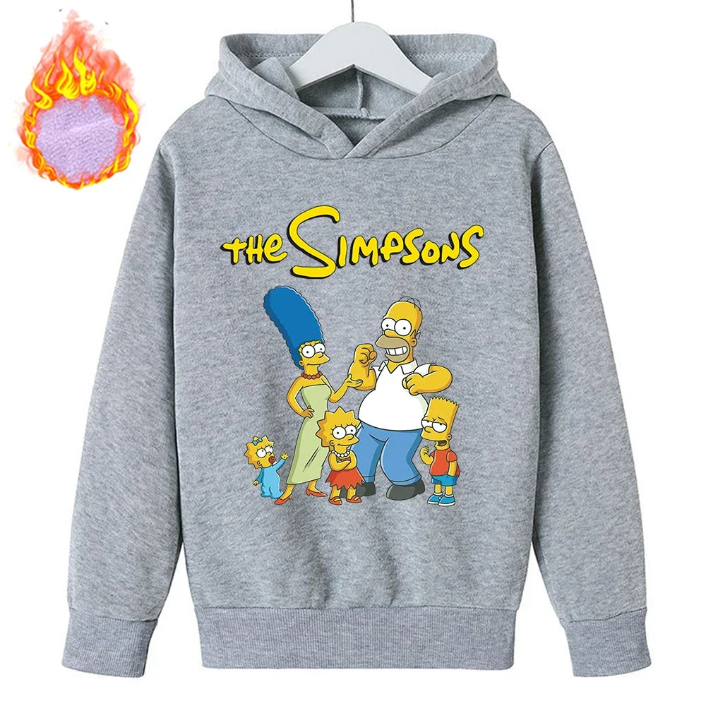Sudaderas con capucha de Los Simpson para niños, sudadera de lana Y2k, Sudadera con capucha de felpa a la moda, ropa con patrón de Anime, regalo para niños
