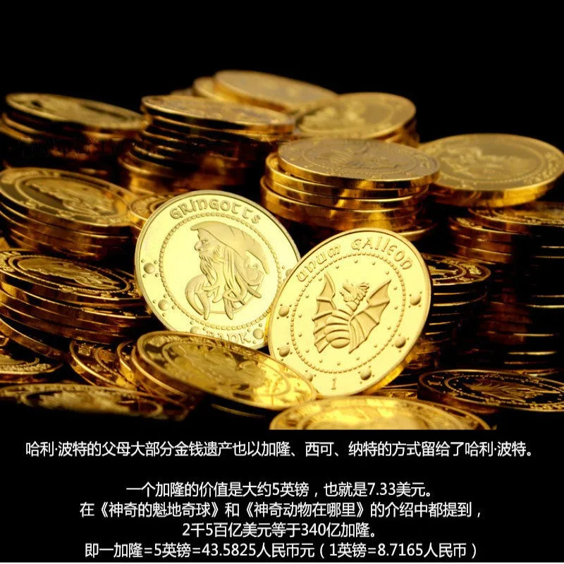 Harries Potters película Perímetro Gringotts moneda conmemorativa insignia oro elfo dinero bolsa oro Galleon regalos de cumpleaños coleccionables - CR mark