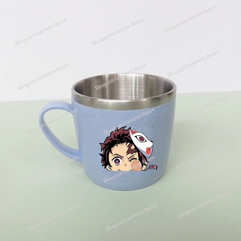 Taza de agua antiescaldado de doble capa Demon Slayer Kimetsu No Yaiba, taza de leche de acero inoxidable 304 de Anime, regalo de cristal de agua anticaída - CR mark