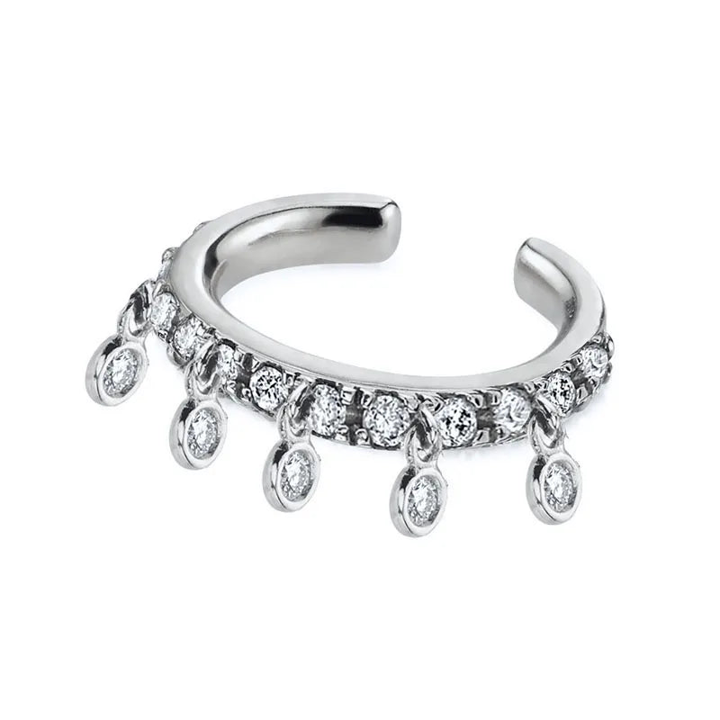 Chapado en oro de 24 quilates/925 plata cristal circón sin oreja Piercing Clips para las orejas minimalista CZ Clips para las orejas joyería de moda Popular para mujeres - CR mark