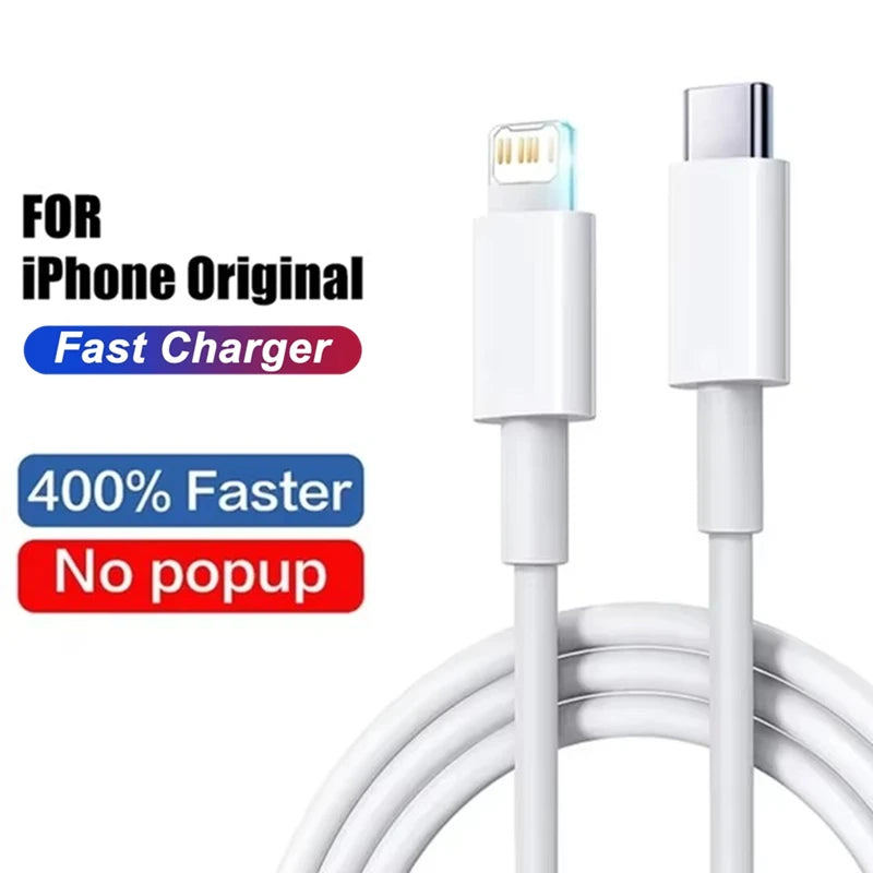 Cable USB de carga rápida Original PD de 35W para iPhone 14 8 7 Plus 13 12 11 Pro XS Max XR X USB C Cable de cargador rápido 1m 1,5m 2m 3m - CR mark