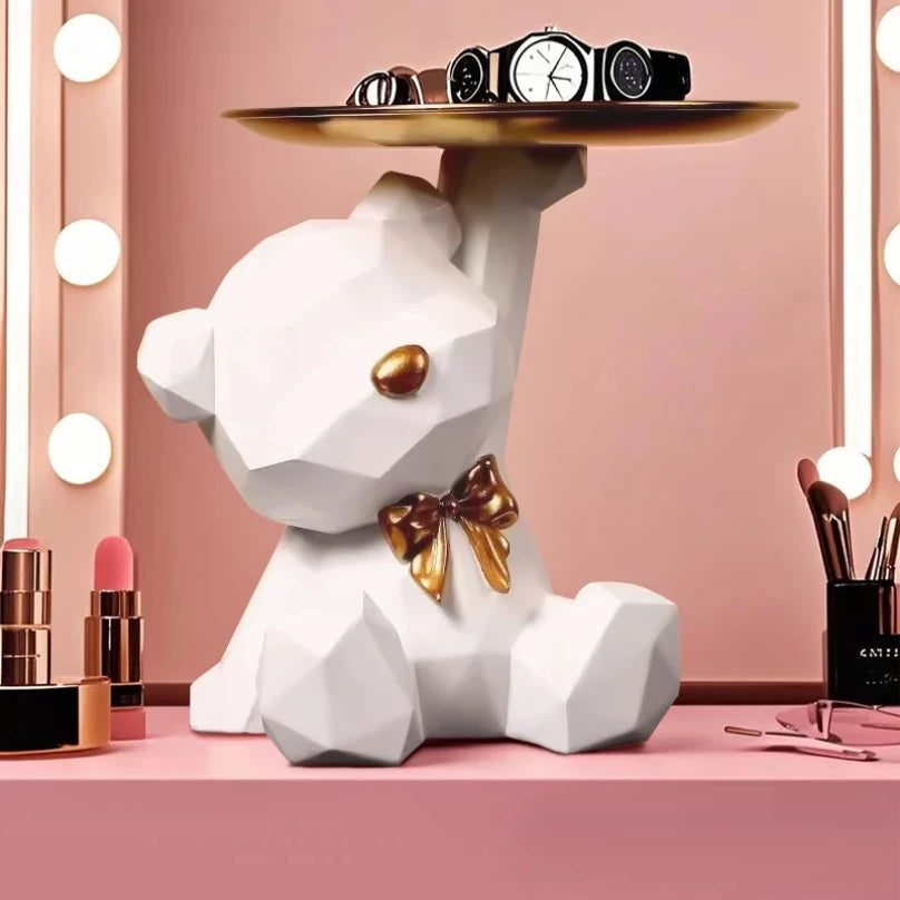 Kawaii Geometric Bear and Butterfly Tray, Living Room Desk Decoration, Assorted Candy Storage Tray, Home Decor