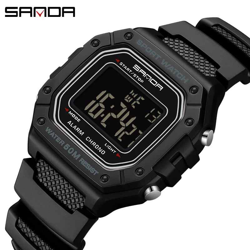 SANDA 2156 Men's Fashion Watch, Waterproof Military Sports Watches, Large Dial Army LED Digital Wristwatches, Men's Chronometers