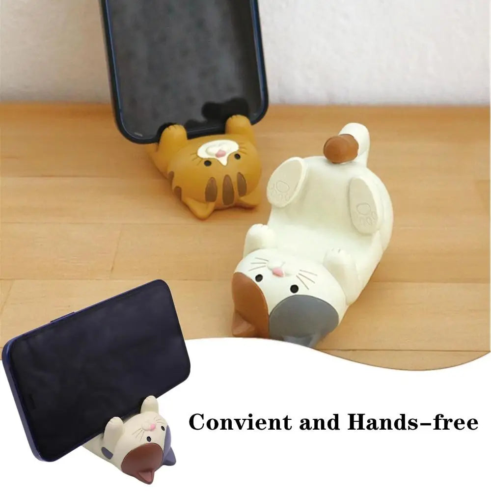 Soporte para teléfono con forma de gato, soporte para teléfono móvil con animales de resina de dibujos animados, Compatible con todos los teléfonos inteligentes, regalos para el hogar y la oficina para amantes de los gato