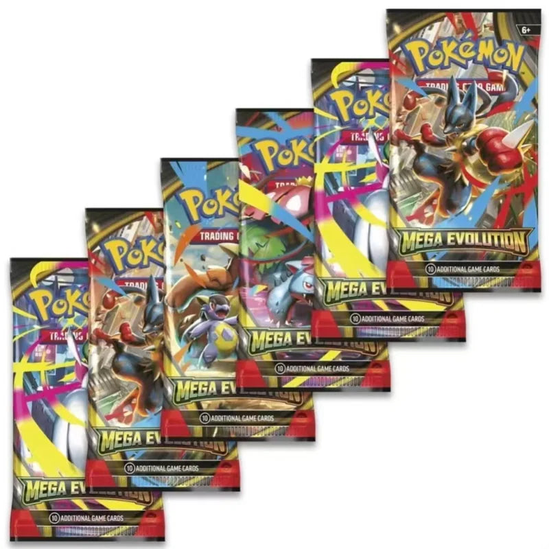 Tarjeta de Pokémon v10, paquete de refuerzo, remaches destinados, evolución prismática, violeta escarlata, 151 tarjetas de refuerzo ME01 en inglés, juguetes, regalos