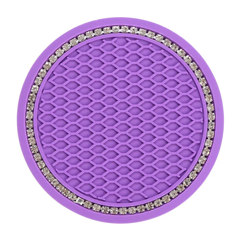 Car Water Cup Holders, Rhinestone Non-Slip Rubber Mat for Bottle Holders, Coasters, Non-Slip Cup Holders for Car Interior