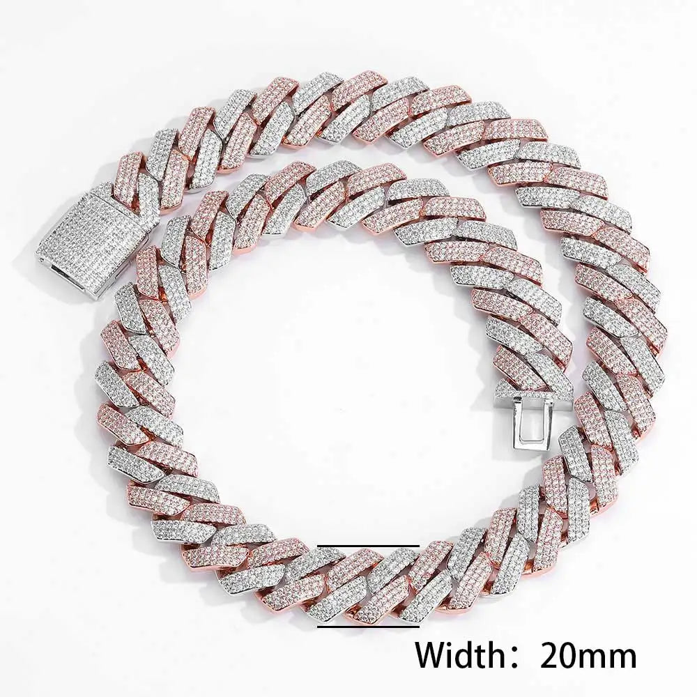 Envío Directo, collar de cadena de eslabones cubanos de Hip Hop, chapado en oro de 18k, 10/12/14/15/20mm, diamante helado CZ, regalo para él/la - CR mark