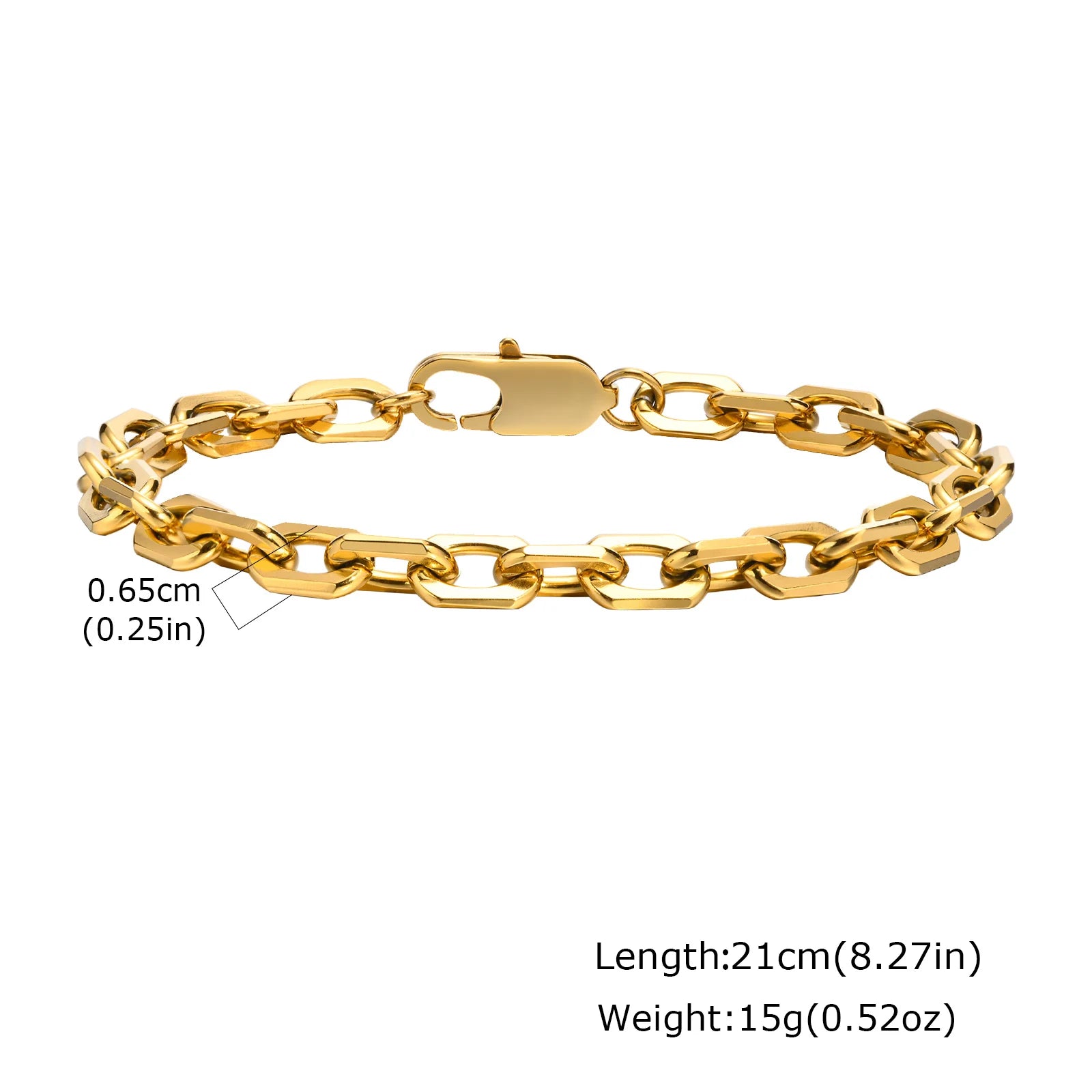 Gold Color Chain Bracelet for Men and Boys, Stainless Steel Chain Bangle, Jewelry Gift for Husband, Father, Son