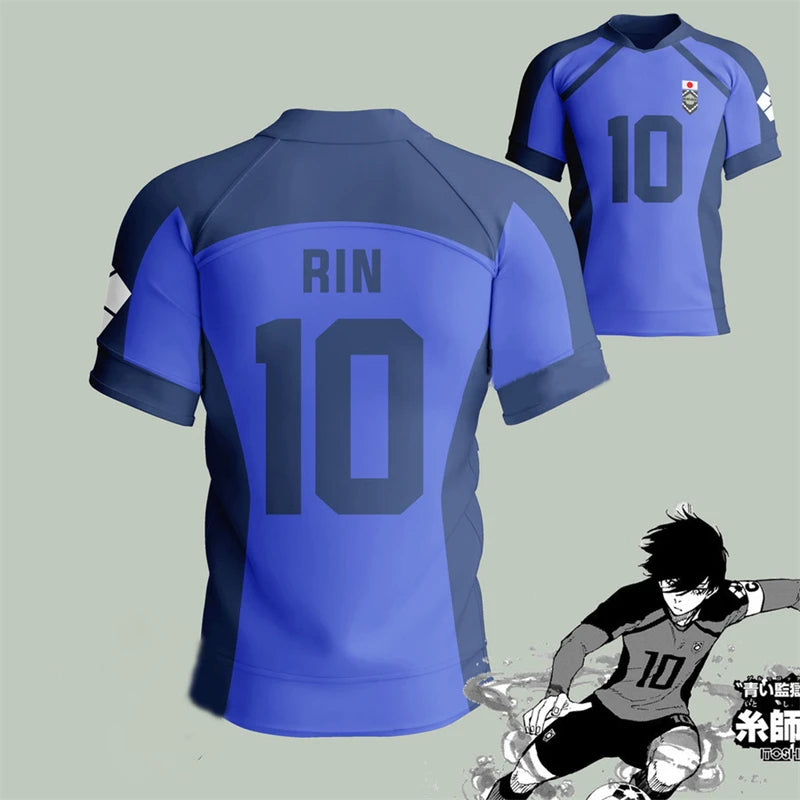 Blue Lock Isagi Yoichi Japanese Anime Soccer Jersey, Hyoma Chigiri Meguru Bachira Cosplay Jersey, Custom Name and Number Clothing